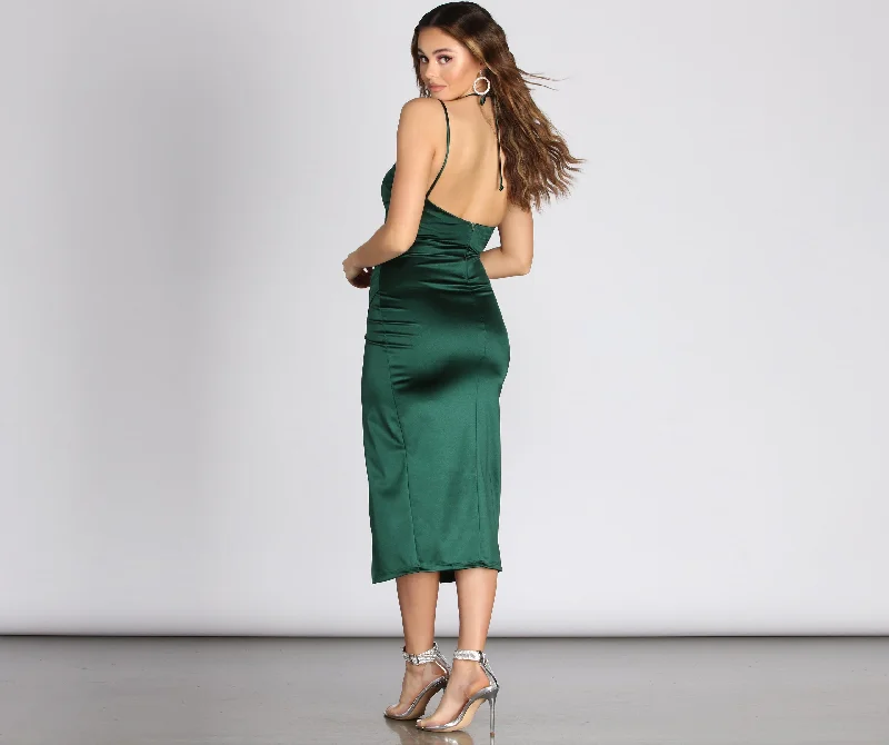 Amanda Wrap Satin Dress