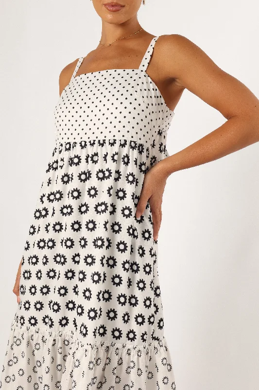 Delvin Midi Dress - Black Print