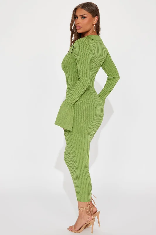 Fallon Sweater Midi Dress - Green