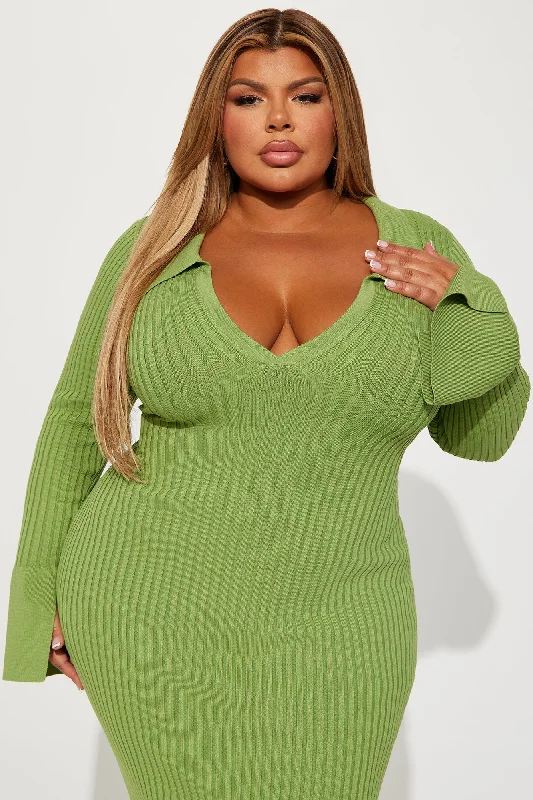 Fallon Sweater Midi Dress - Green