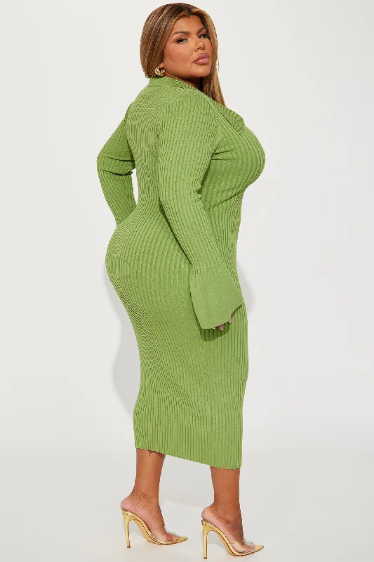 Fallon Sweater Midi Dress - Green