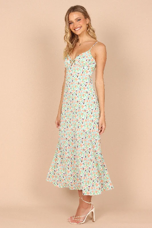 Whisoen Midi Dress - Green Floral