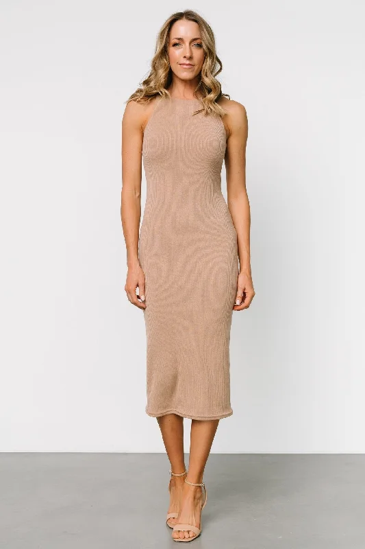 Ashley Ribbed Tank Dress | Tan