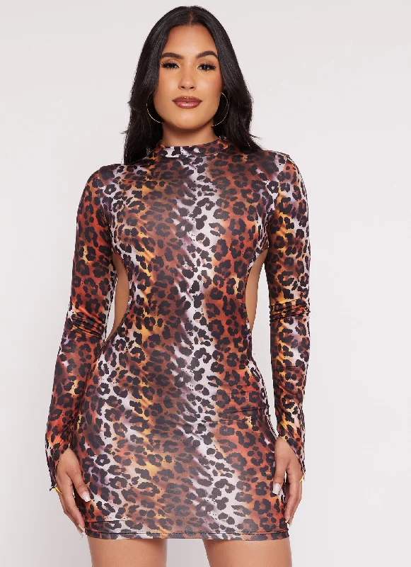 Printed Cut Out Mini Dress