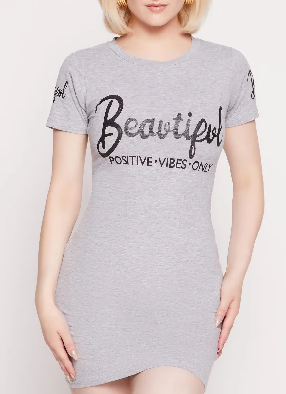 Beautiful Glitter Graphic T Shirt Dress