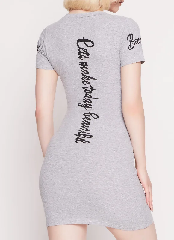 Beautiful Glitter Graphic T Shirt Dress