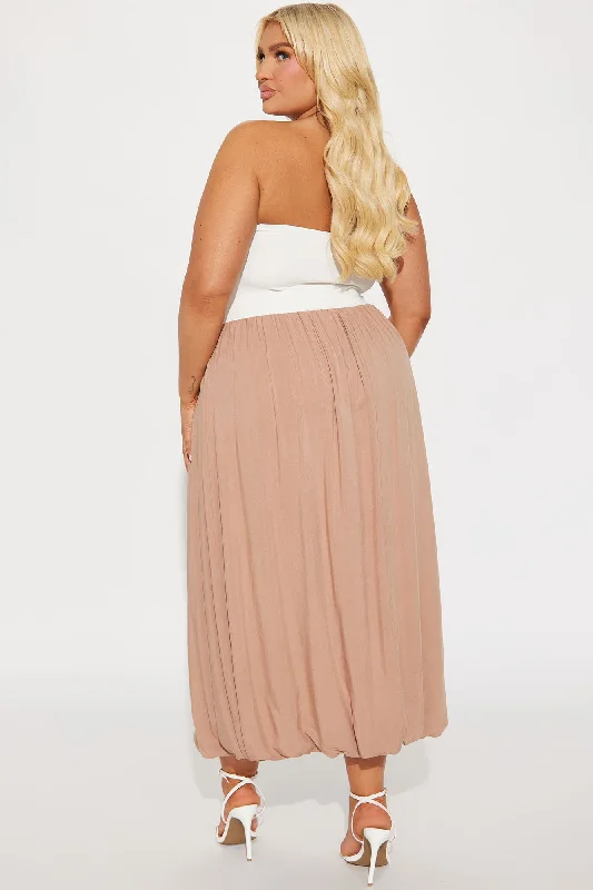 Hayden Strapless Midi Bubble Dress - Taupe/combo