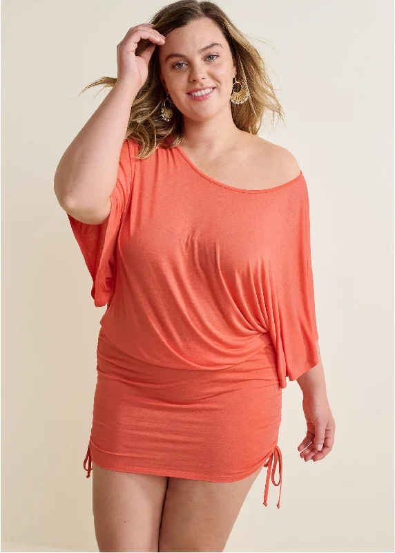 Banded convertible dress - Orange