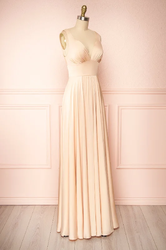 Johanie Champagne | Satin Maxi Dress