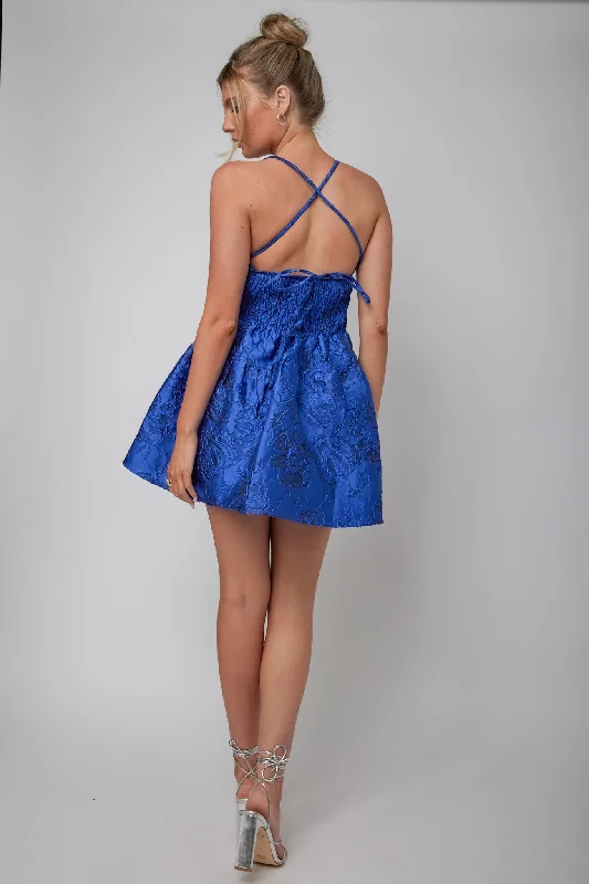 Maybelle Jacquard A-Line Mini Dress Royal