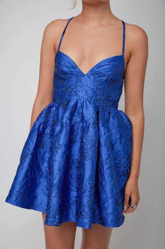 Maybelle Jacquard A-Line Mini Dress Royal