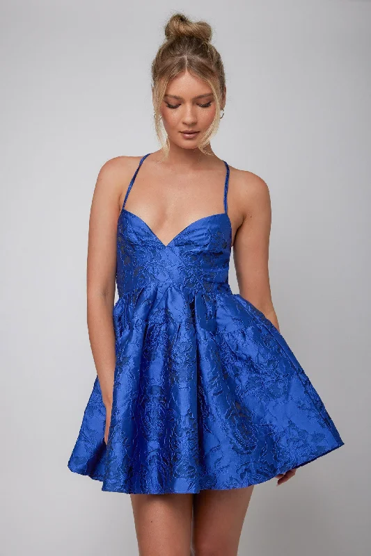 Maybelle Jacquard A-Line Mini Dress Royal