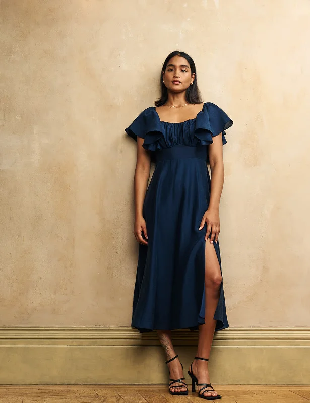 Navy Blue Dove Midaxi Dress