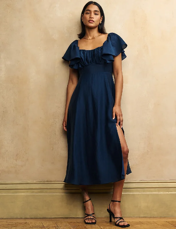 Navy Blue Dove Midaxi Dress