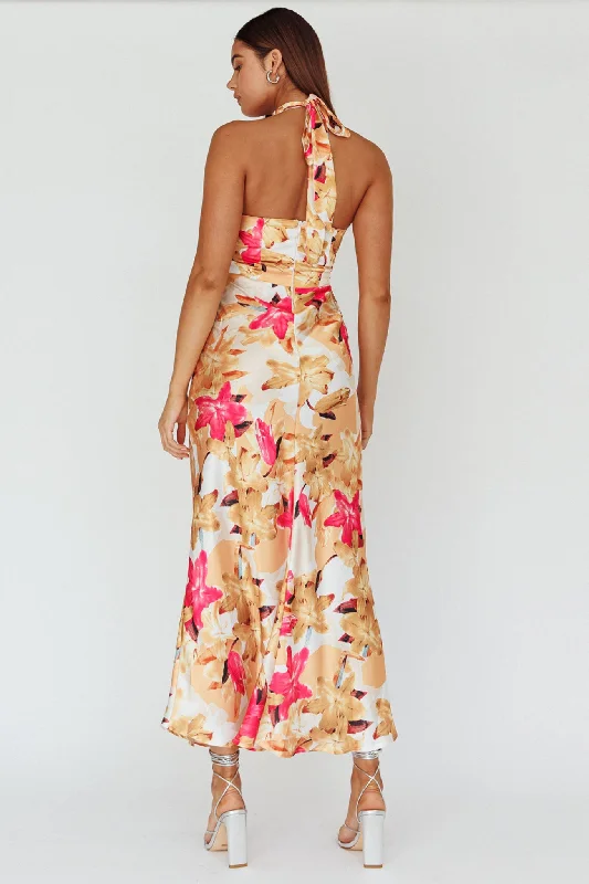 Shana Halterneck Maxi Dress Floral Pink