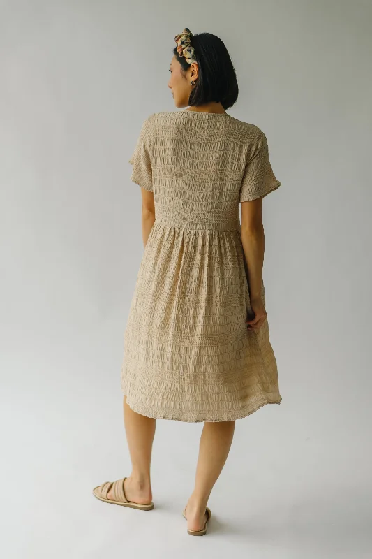 The Boice Button Front Dress in Taupe