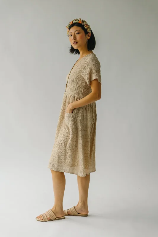 The Boice Button Front Dress in Taupe