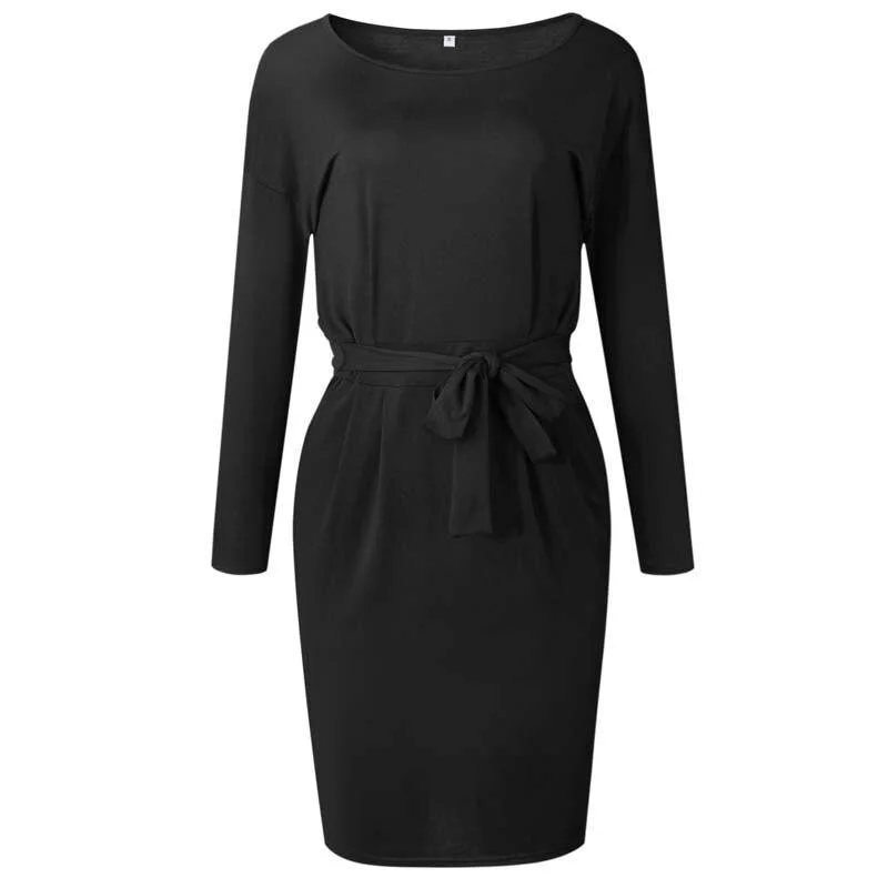 FashionSierra - Autumn Midi Party Dress Women Loose Plus Size Dress