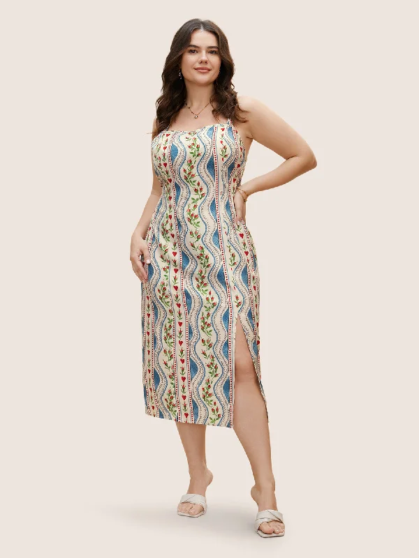 Boho Print Split Front Cami Dress