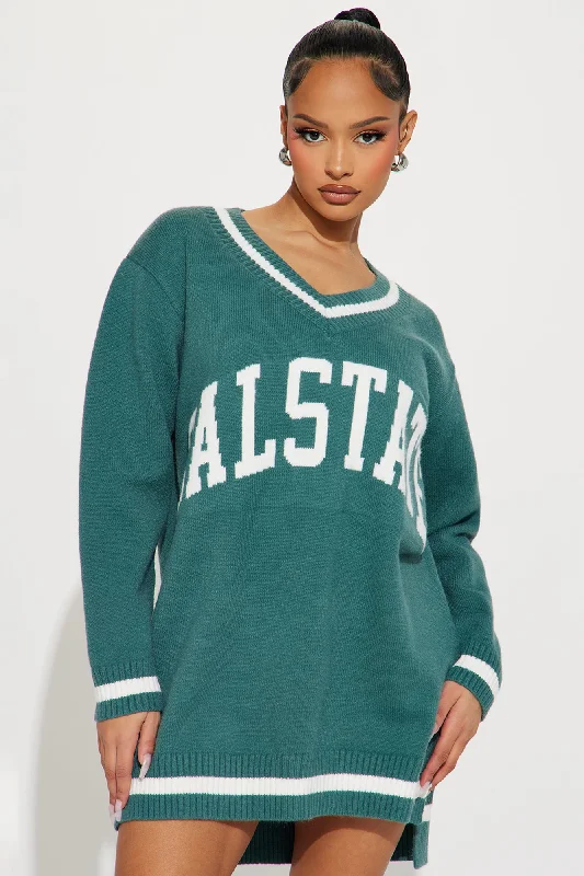 Cal State Sweater Mini Dress - Green/combo