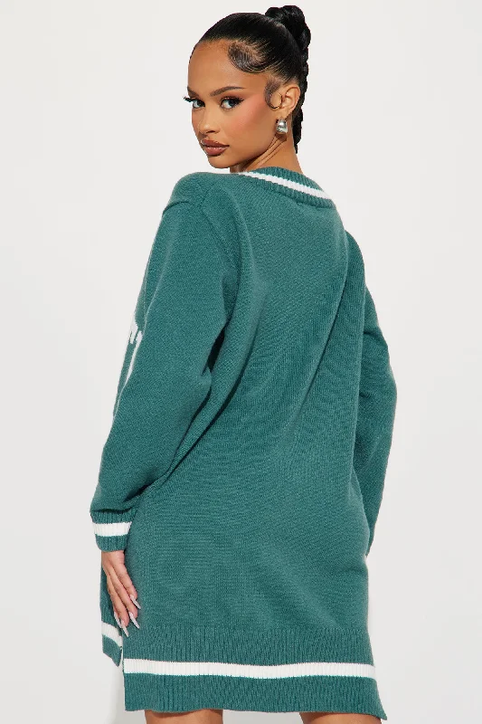 Cal State Sweater Mini Dress - Green/combo