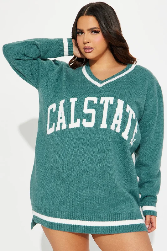 Cal State Sweater Mini Dress - Green/combo