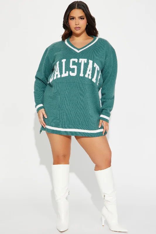 Cal State Sweater Mini Dress - Green/combo