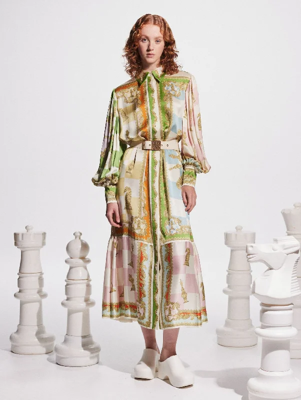 Checkmate Silk Shirtdress