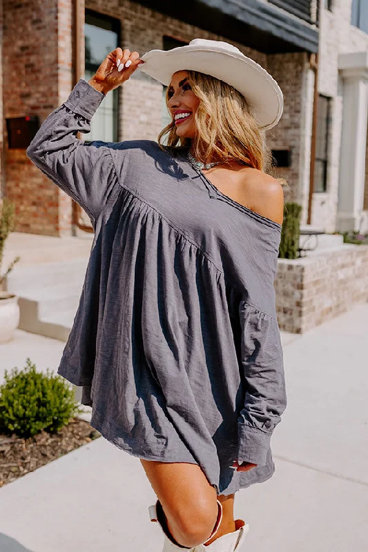 Country Stroll Shift Tunic In Slate