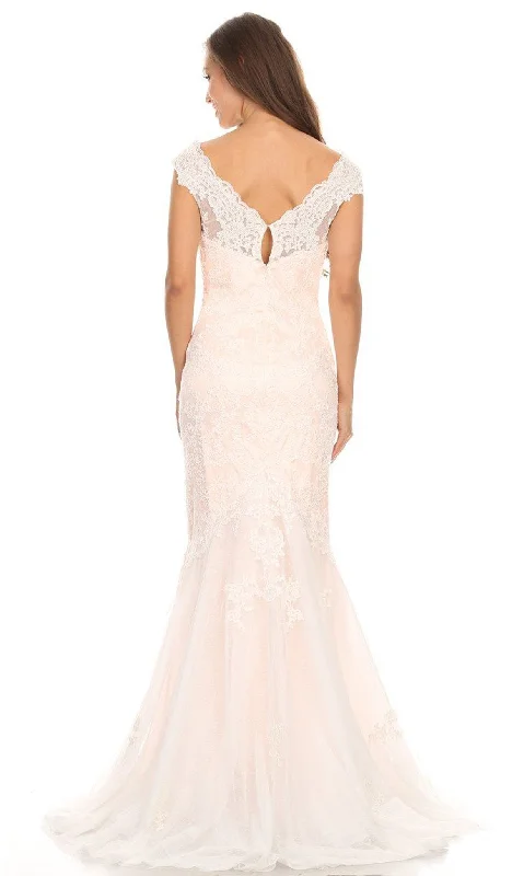 Eureka Fashion - 3510 Lace Bateau Long Mermaid Dress