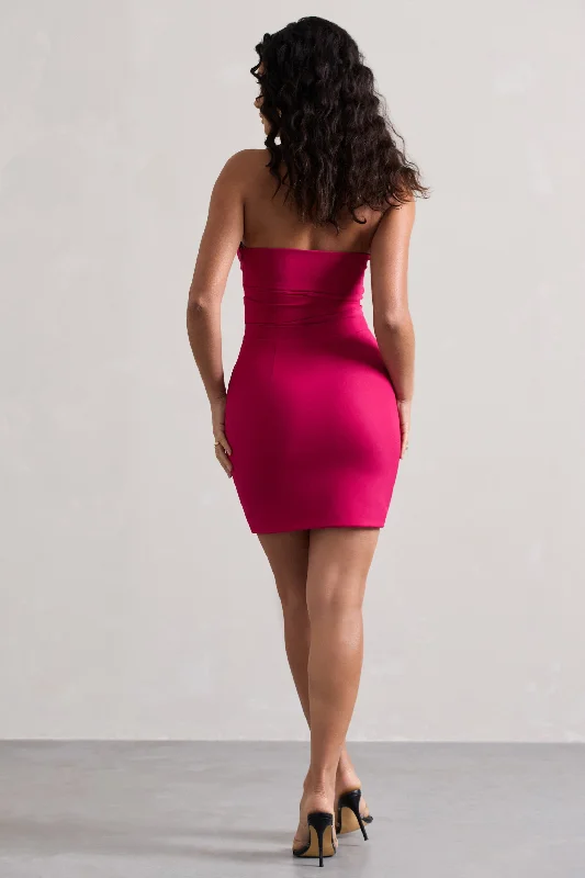 Indie | Dark Pink Bodycon Bandeau Mini Dress With Cut-Outs