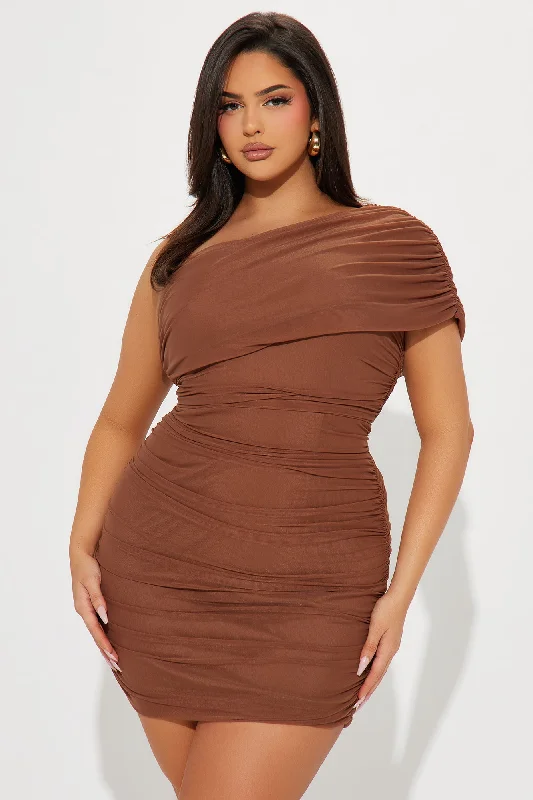 Kendall Mesh Mini Dress - Brown