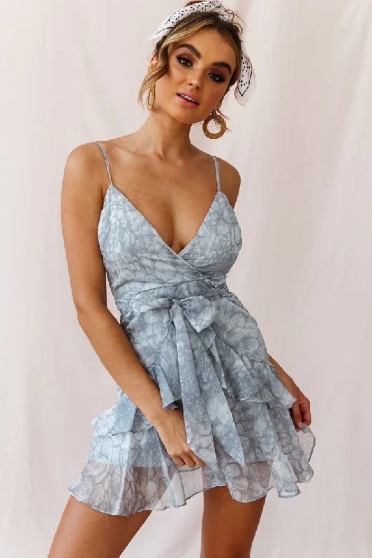 Kerry Layered Ruffle Cami Strap Dress Grey