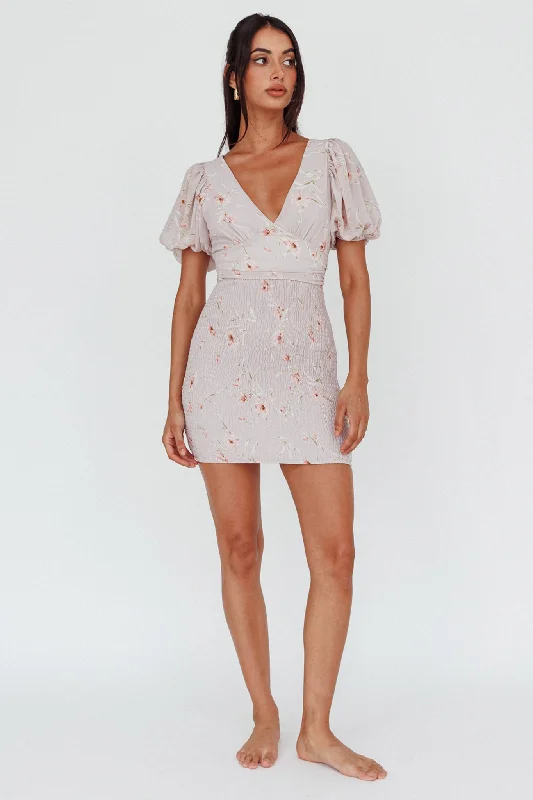 La Nena Shirred Mini Dress Floral Blush