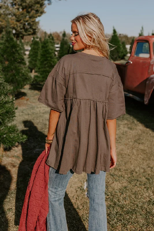 Lovely Tokens Mini Tunic Dress In Charcoal