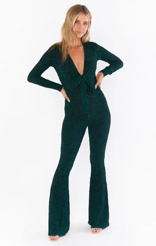 Martina Wrap Jumpsuit ~ Emerald Shimmy Shine