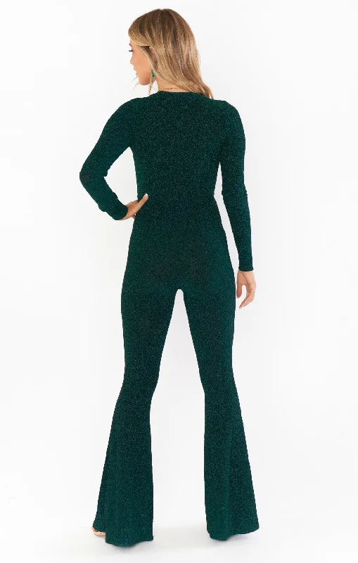 Martina Wrap Jumpsuit ~ Emerald Shimmy Shine