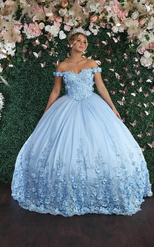 May Queen LK158 - 3D Florals Off Shoulder Ball gown