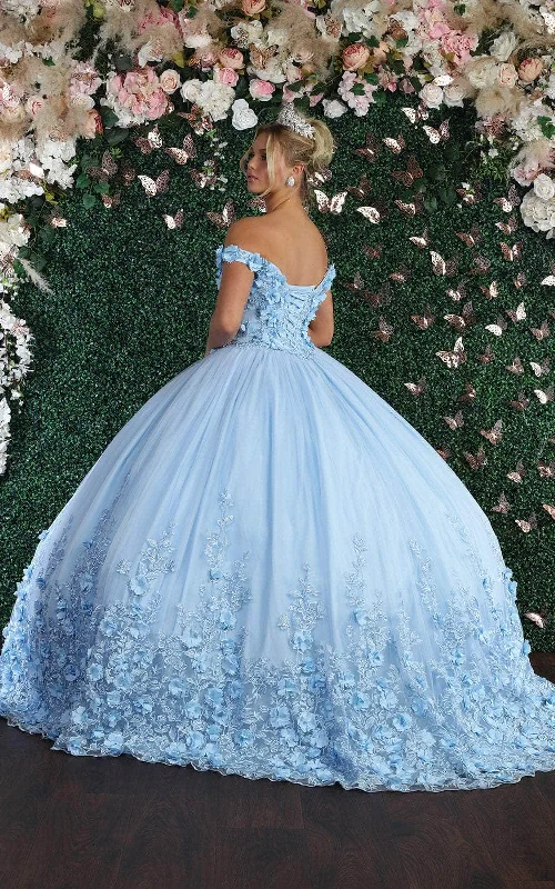 May Queen LK158 - 3D Florals Off Shoulder Ball gown