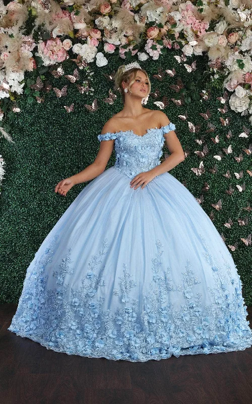 May Queen LK158 - 3D Florals Off Shoulder Ball gown