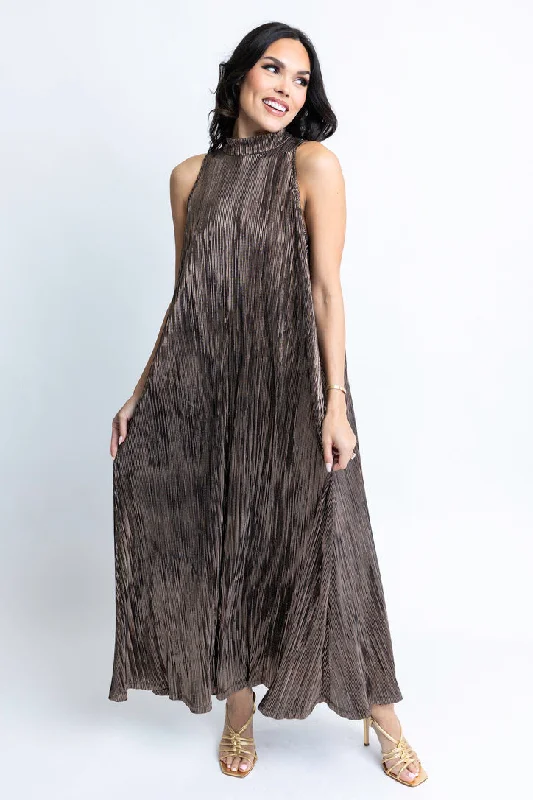 Metallic Halter Maxi Dress