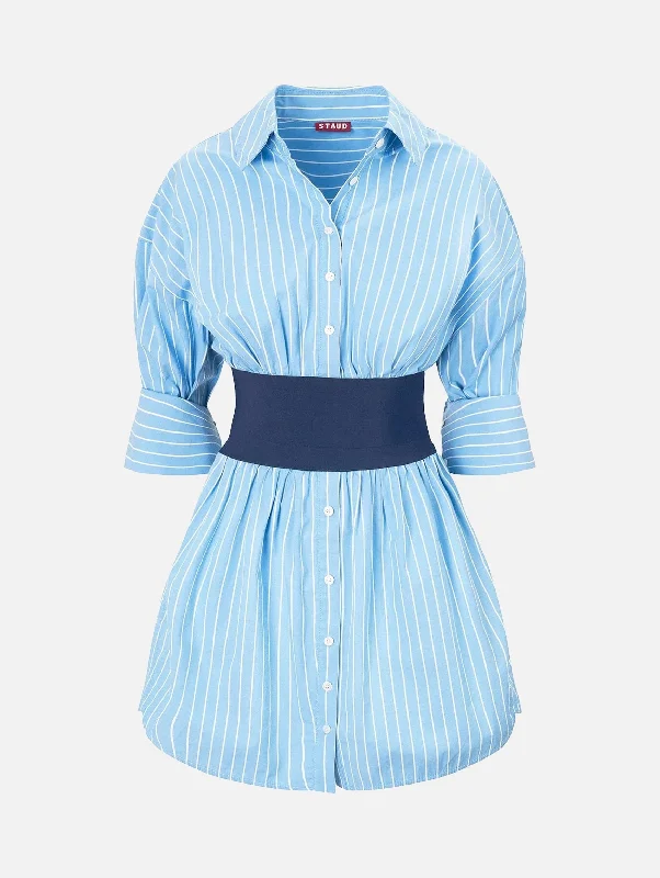 Michelle Dress in Azure Pinstripe