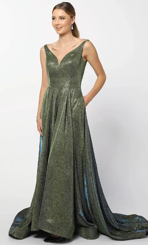 Nox Anabel R274 - Wide Neck Glittered Prom Gown