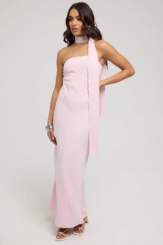 Perfect Stranger Carlota Strapless Scarf Maxi Dress Pink