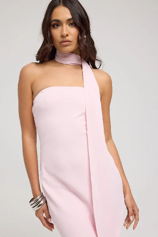 Perfect Stranger Carlota Strapless Scarf Maxi Dress Pink