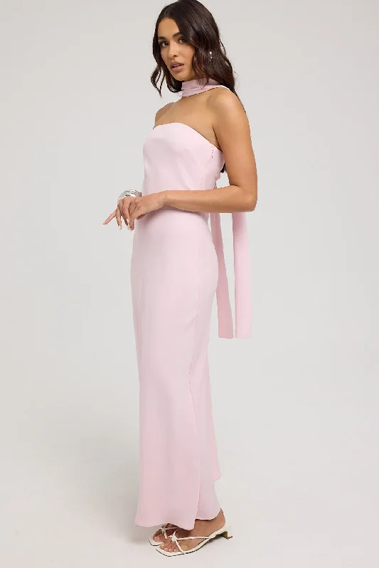 Perfect Stranger Carlota Strapless Scarf Maxi Dress Pink