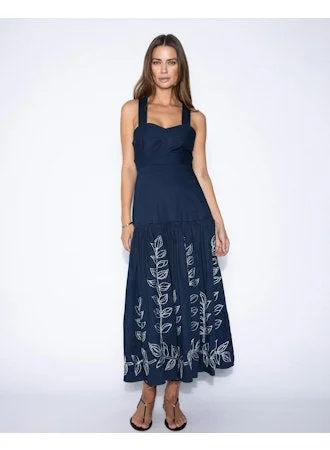 Serene Embroidered Midi Dress