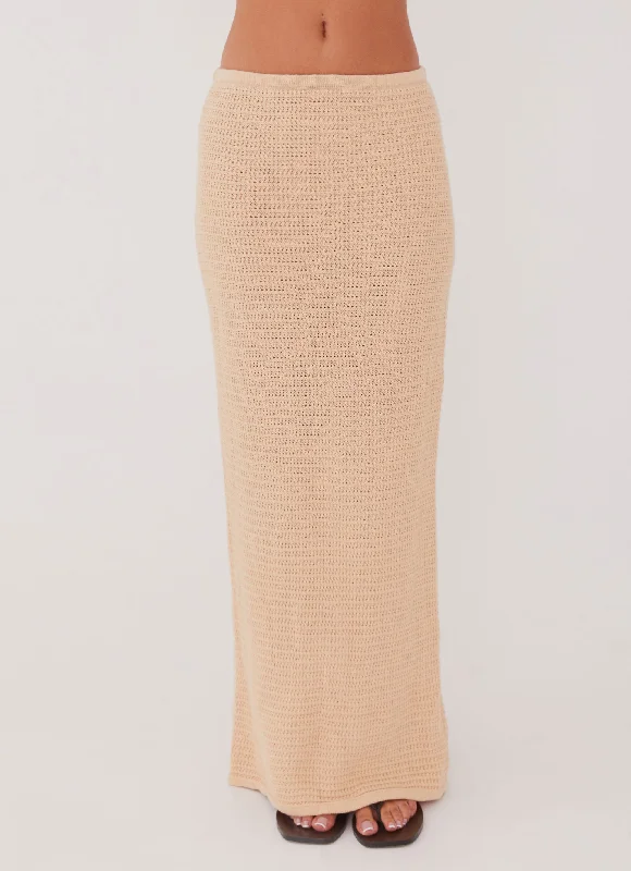 Emaline Knit Maxi Skirt - Beige