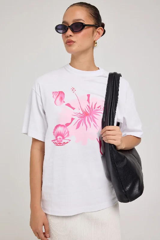 Luck & Trouble Pinku Bloom Relaxed Tee White