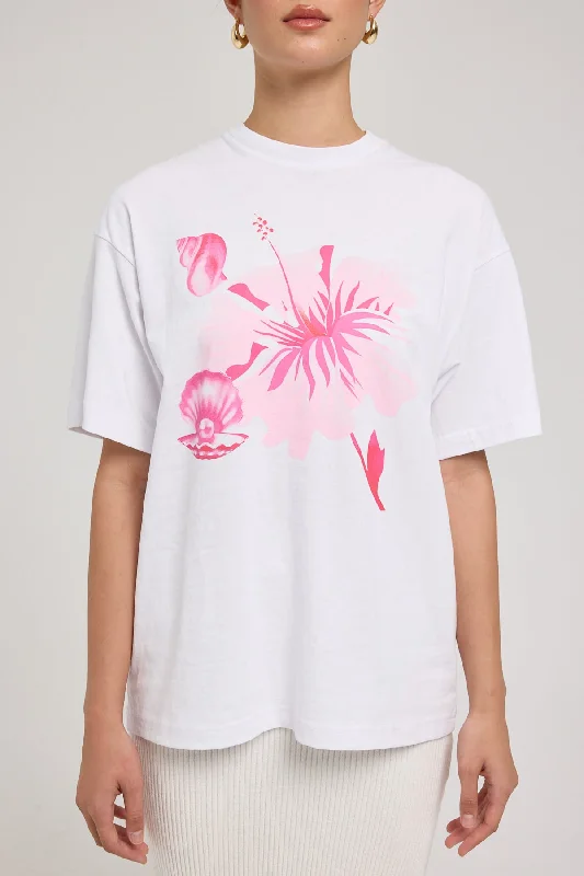 Luck & Trouble Pinku Bloom Relaxed Tee White